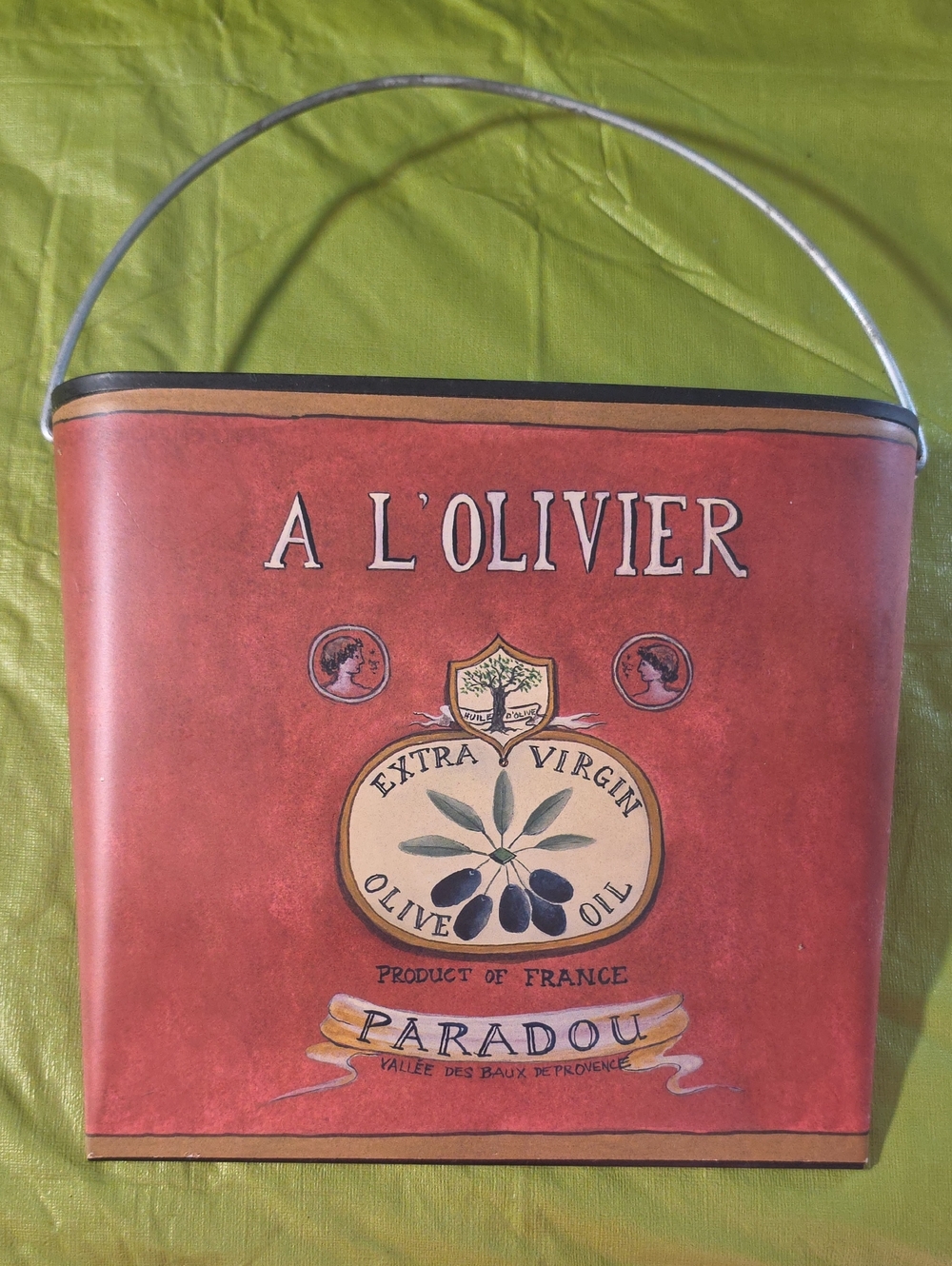 Red Decorative Wall Pocket with Olive Motif